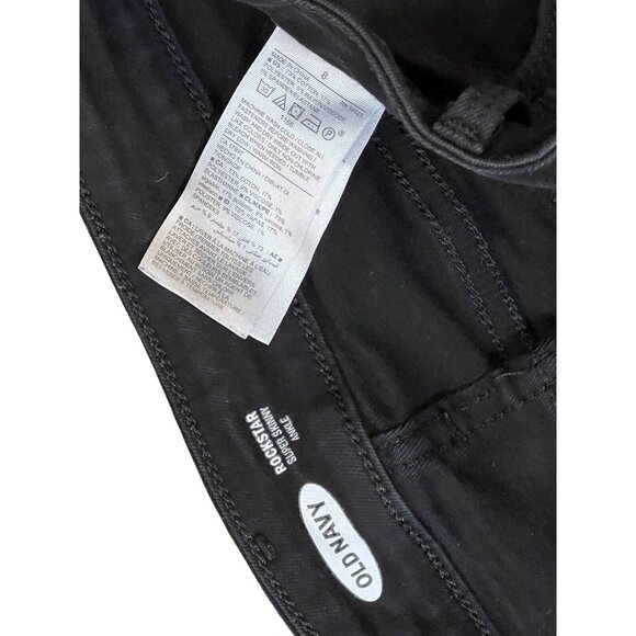 Old Navy Jeans Womens SZ 8 Super Skinny Ankle Black Distressed Raw Hem Rockstar - Picture 7 of 11